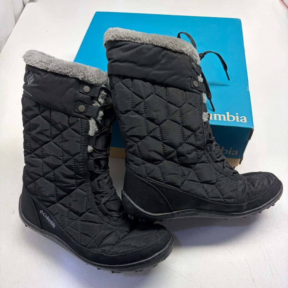 Columbia Boots Womens 8 Minx Mid II Omni-Heat Quilted Winter Snow Boot Black